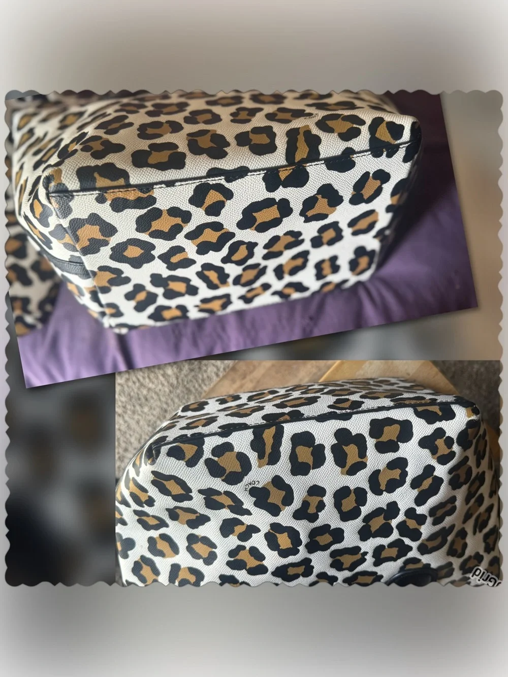 Coach Taxi Zip Top Tote Ocelot Leopard Print #33969 Like new/EUC